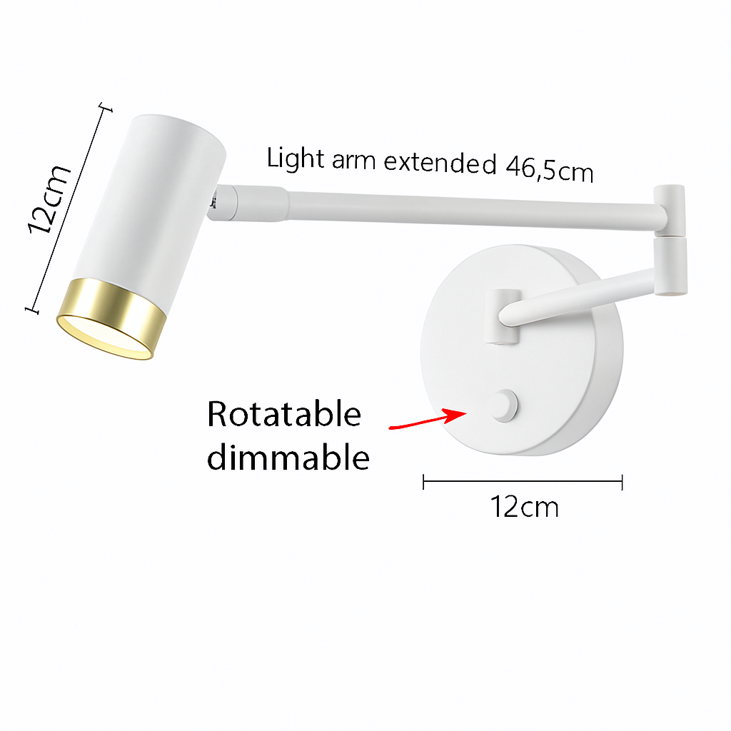 applique murale led moderne à intensité variable télescopique pliable pour étude