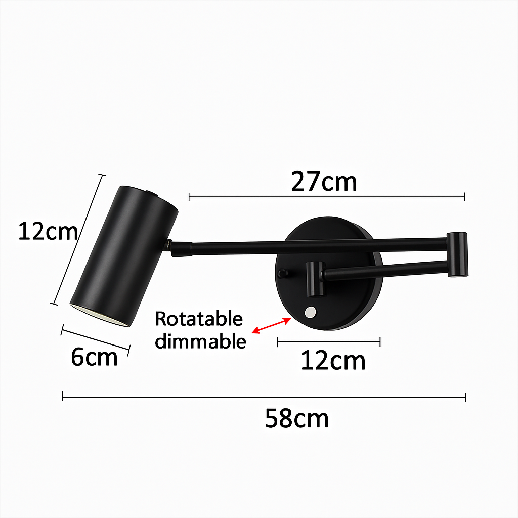 applique murale led moderne à intensité variable télescopique pliable pour étude