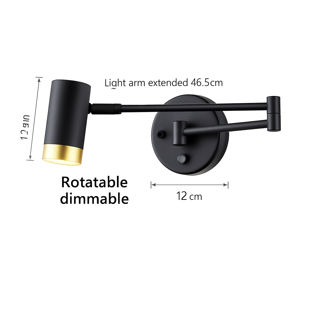 applique murale led moderne à intensité variable télescopique pliable pour étude