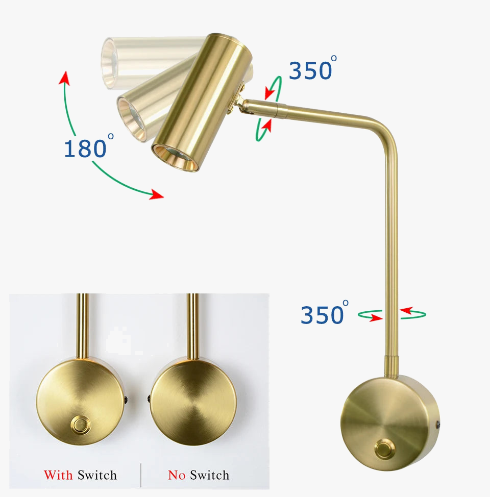 applique murale led moderne minimaliste avec interrupteur angle réglable