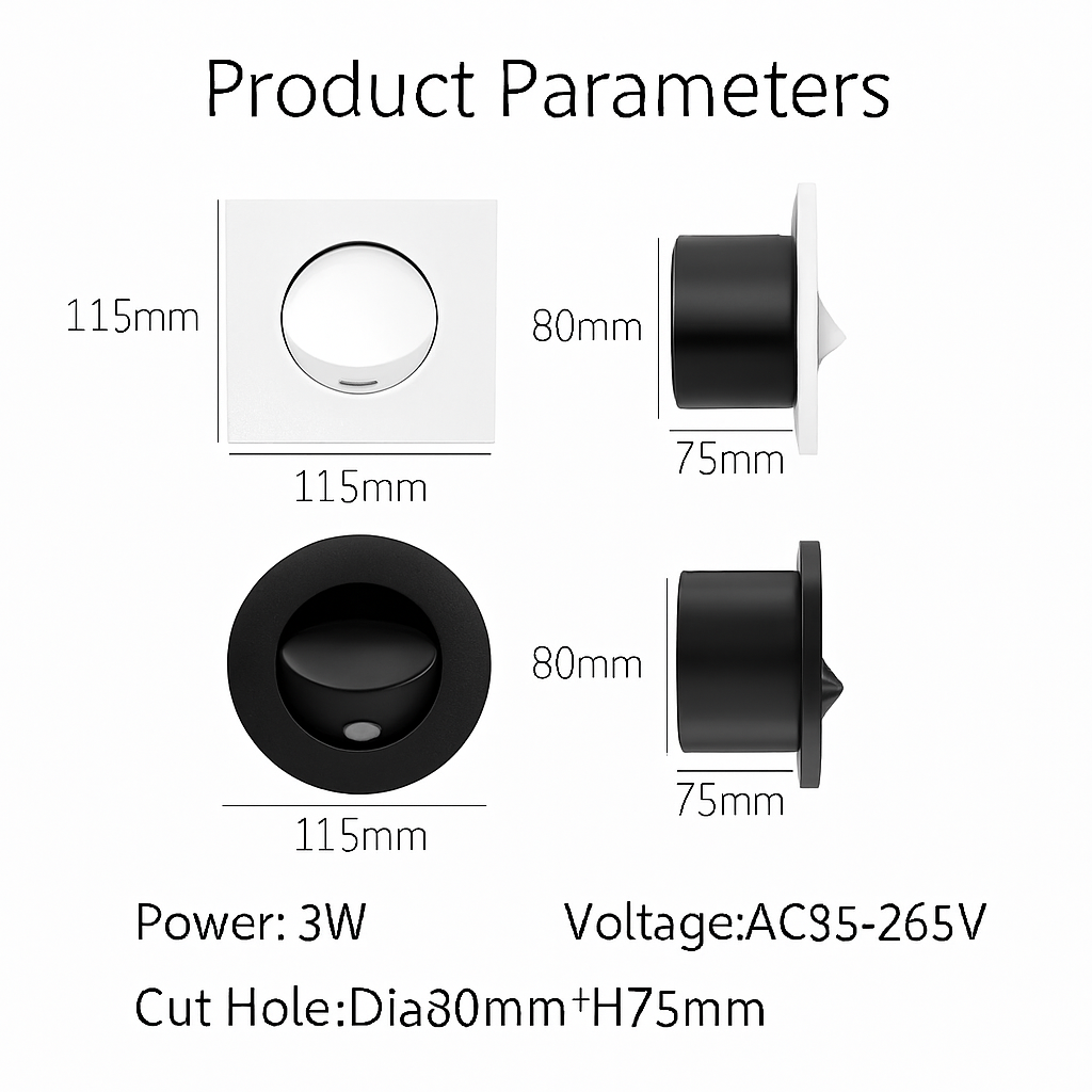 Applique murale led moderne rotation 350° cachée
