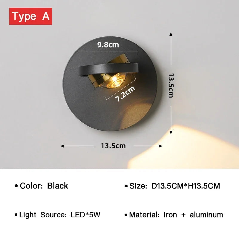 applique murale led moderne rotative pour décoration intérieure