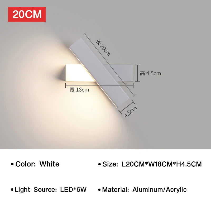 applique murale led moderne rotative pour décoration intérieure