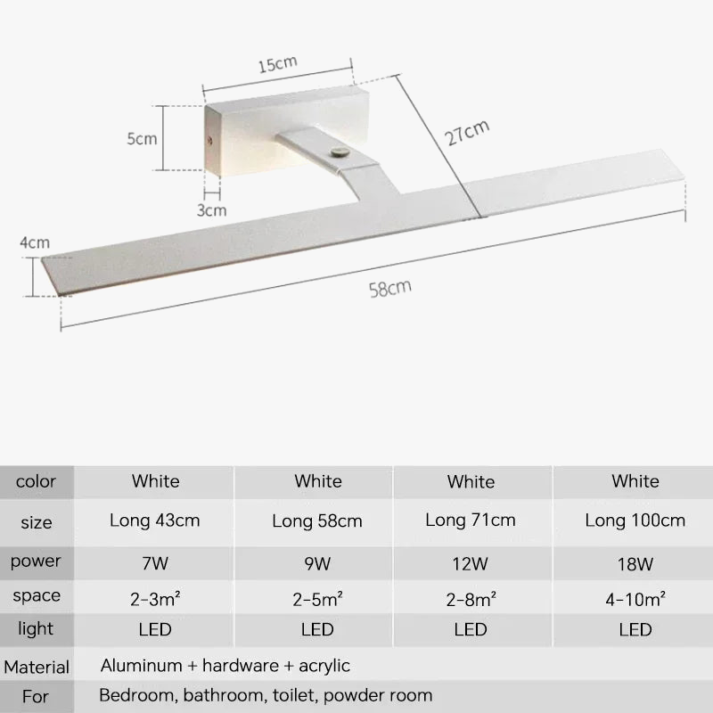 applique murale led moderne étanche pour miroir rotative et lumineuse