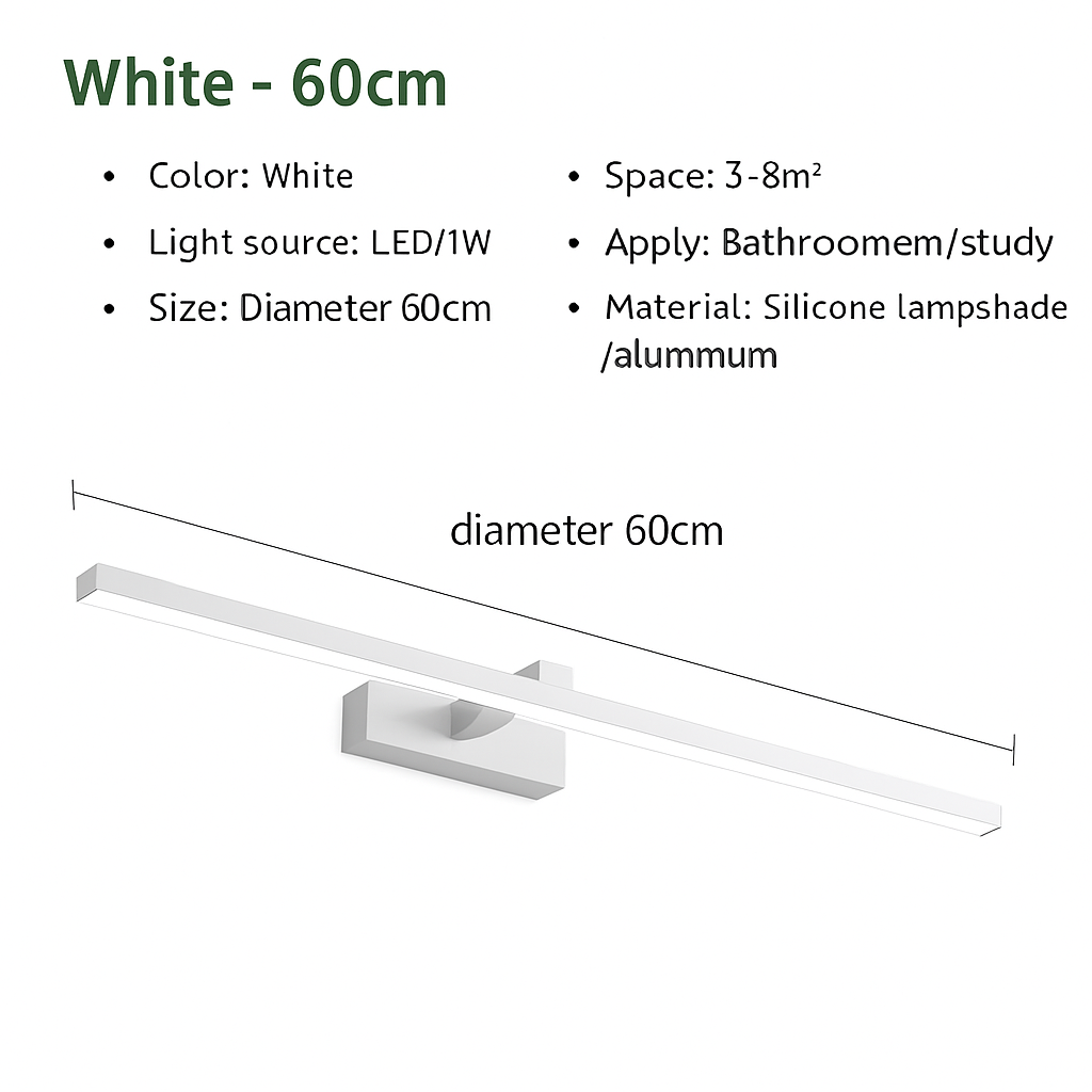 applique murale led moderne trois couleurs éclairage aluminium pour maquillage