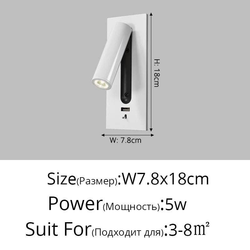 applique murale led multifonction avec chargeur usb intégré