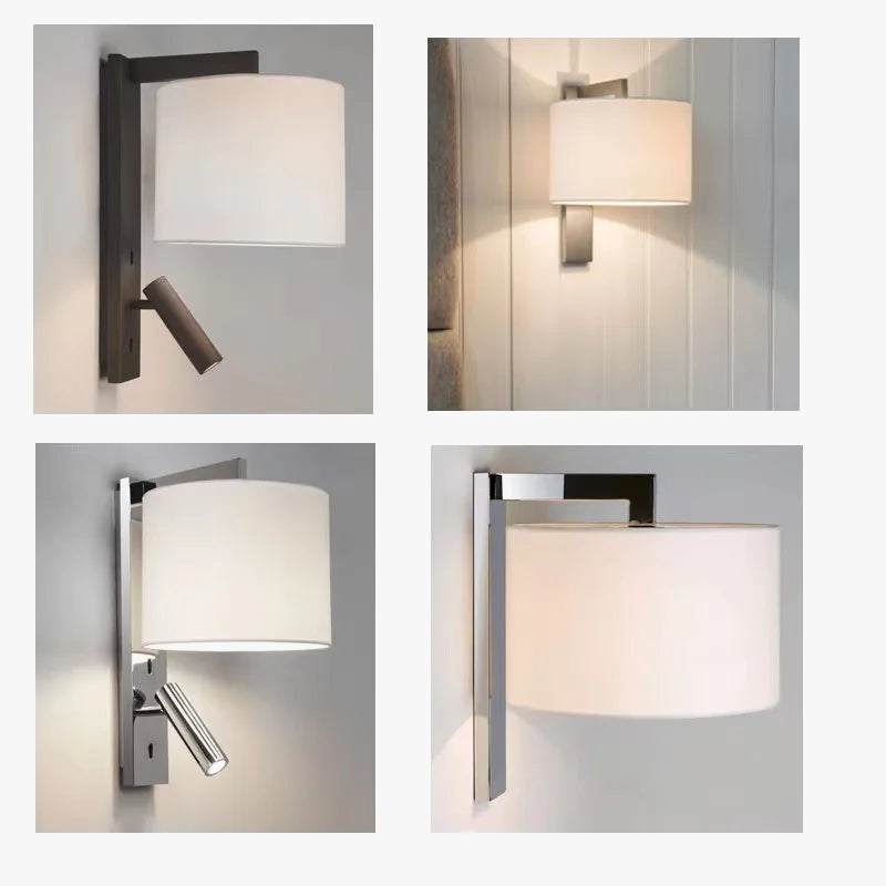 applique murale led nordique en fer et tissu rotatif sans fil
