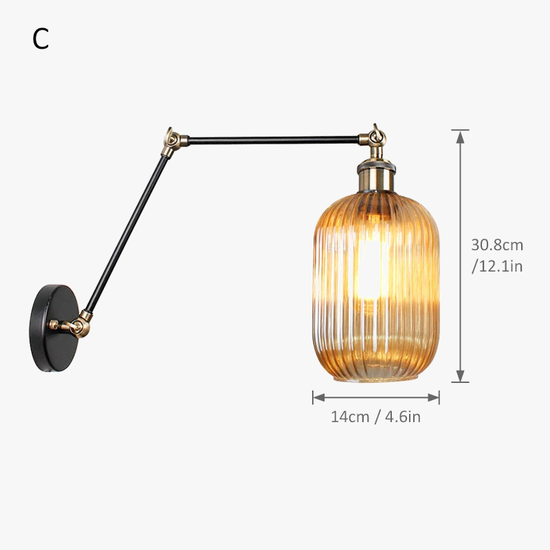 applique murale led nordique longue perche en verre avec interrupteur