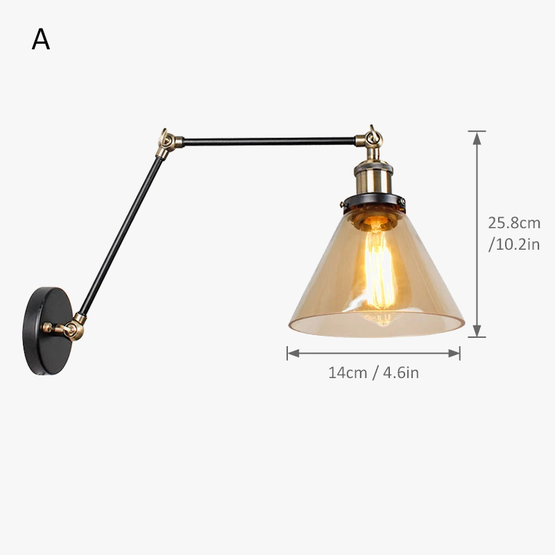 applique murale led nordique longue perche en verre avec interrupteur
