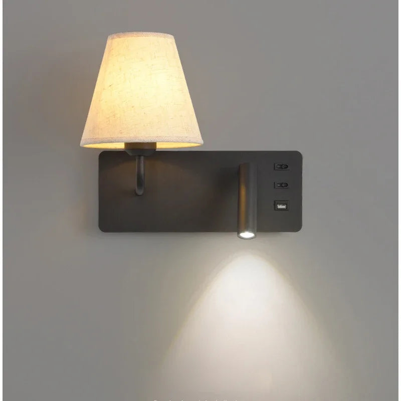 applique murale led nordique moderne avec interrupteur usb pour hôtel