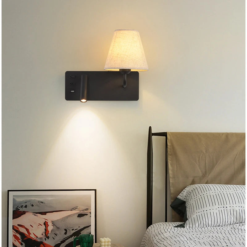 applique murale led nordique moderne avec interrupteur usb pour hôtel