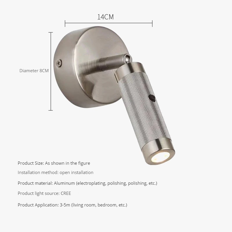 applique murale led nordique rotative avec interrupteur pour hôtel