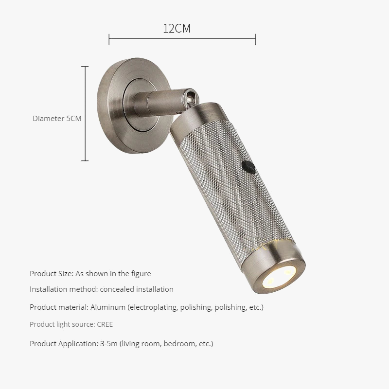 applique murale led nordique rotative avec interrupteur pour hôtel