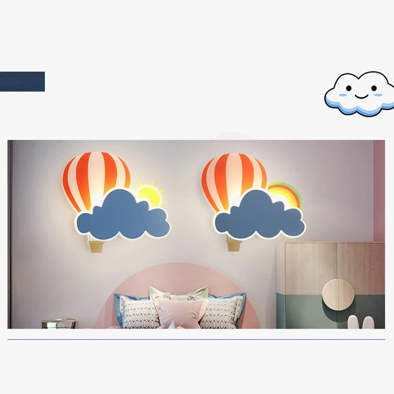 applique murale led nuage de ballons à air chaud pour enfants