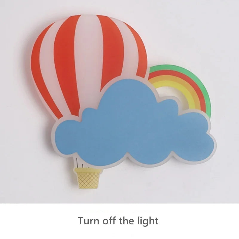 applique murale led nuage montgolfière dessin animé pour enfant