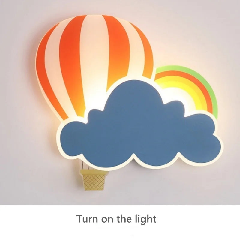 applique murale led nuage montgolfière dessin animé pour enfant