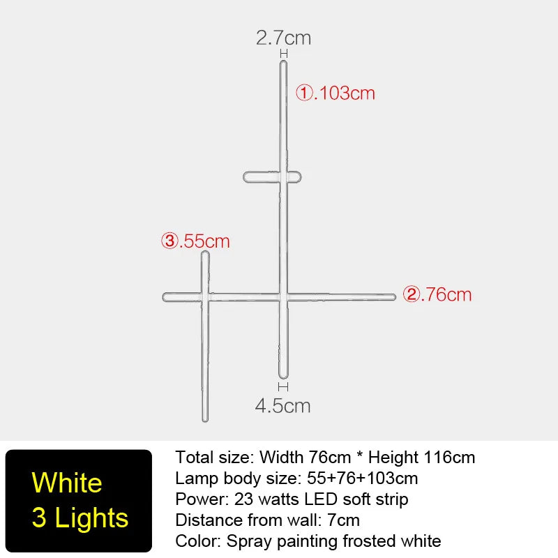 applique murale led rétro-éclairé simple longue bande art déco