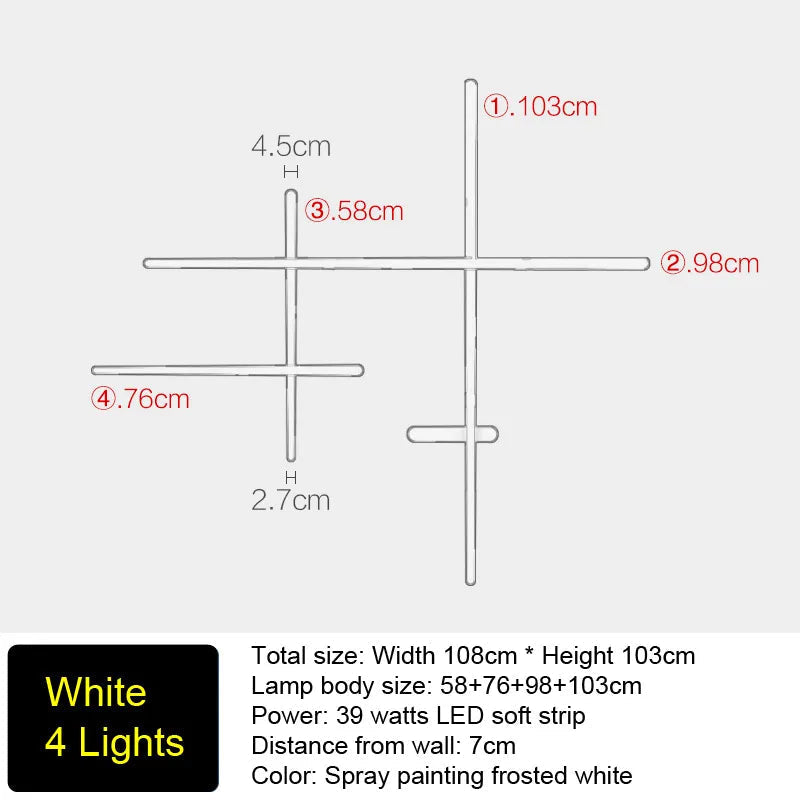 applique murale led rétro-éclairé simple longue bande art déco