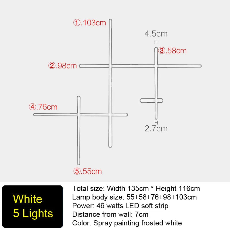 applique murale led rétro-éclairé simple longue bande art déco