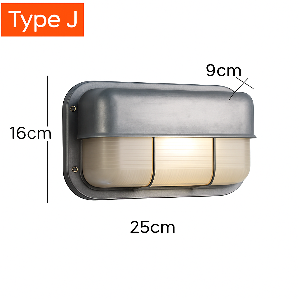 Applique murale LED rétro extérieure E27 industrielle Vintage IP65 étanche en verre