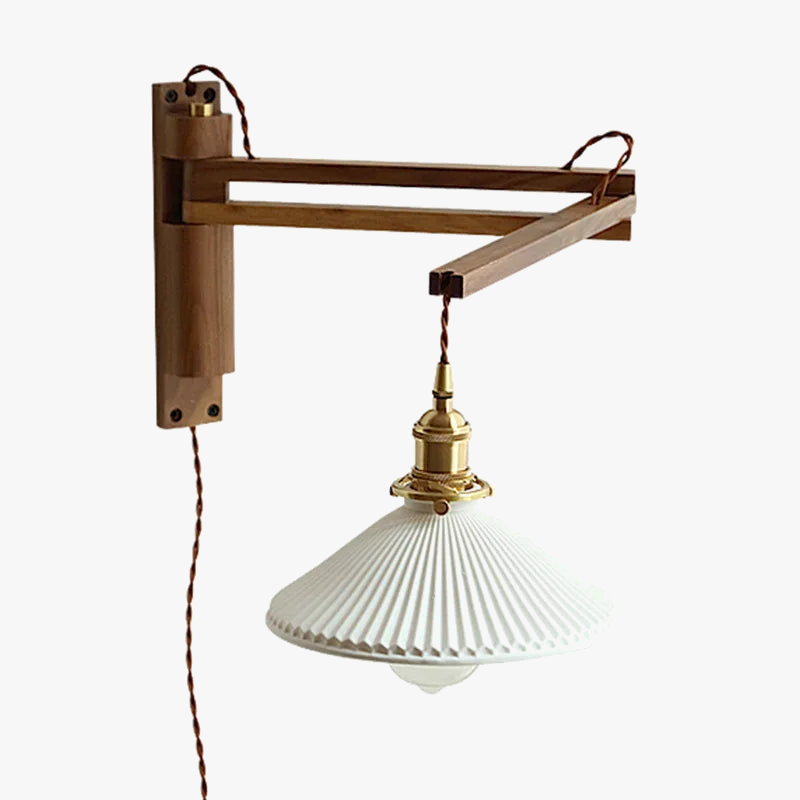 applique murale led rétro japonaise télescopique en laiton et verre