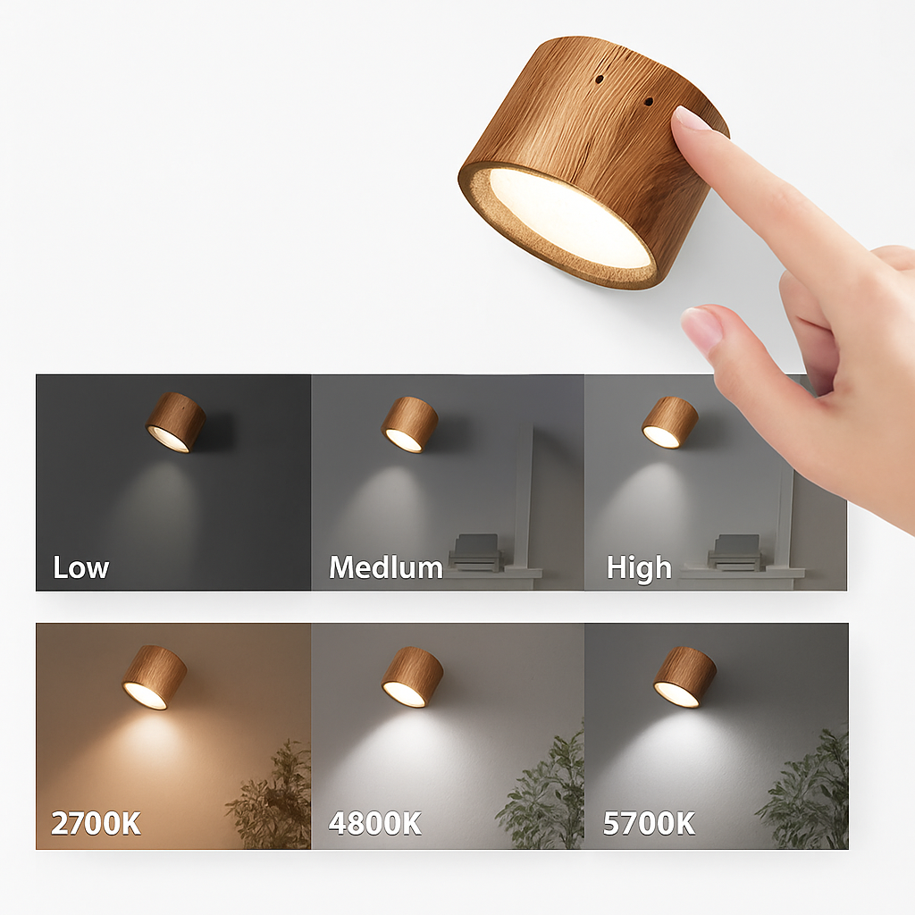 Applique murale LED rechargeable avec télécommande tactile