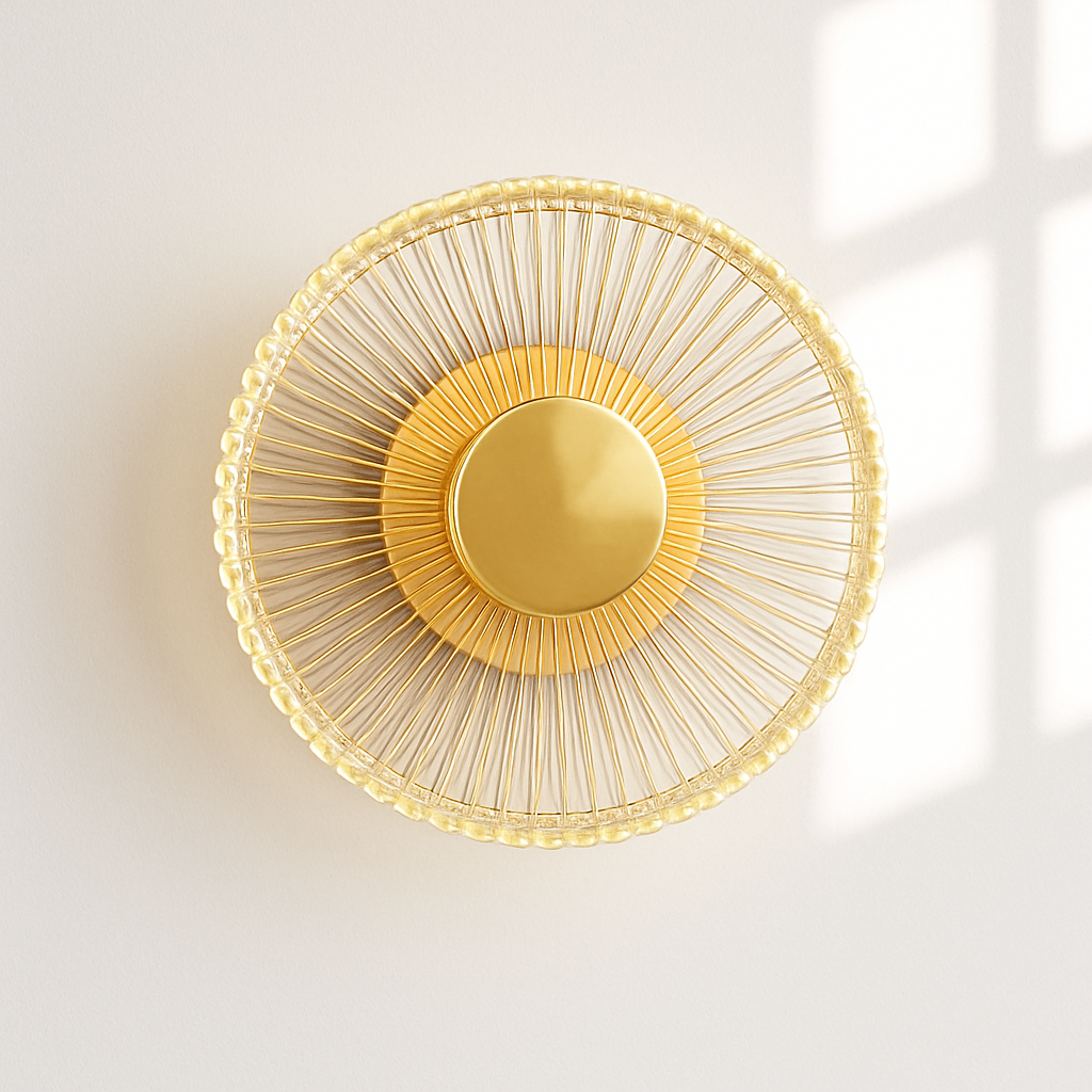 applique murale led ronde en acrylique et laiton doré 3 variables