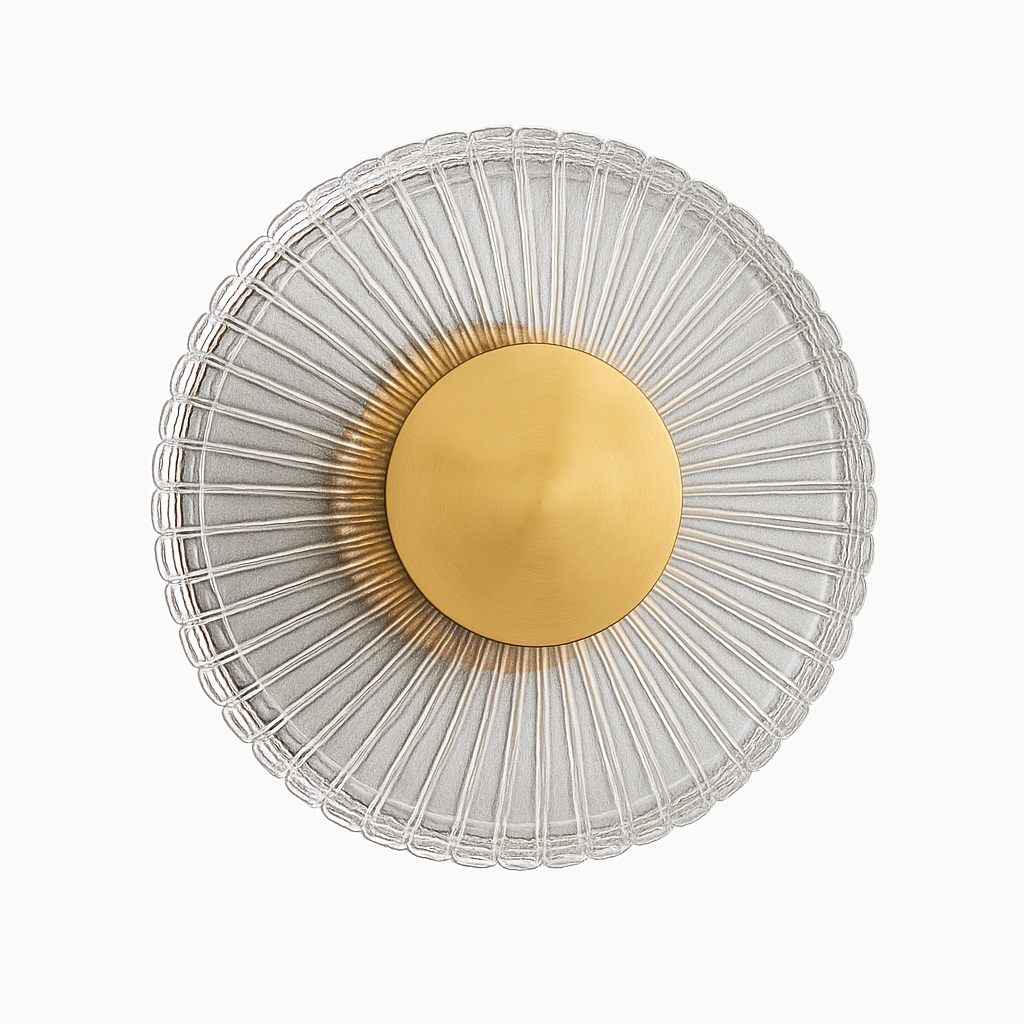 applique murale led ronde en acrylique et laiton doré 3 variables
