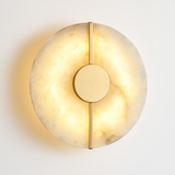 Applique murale LED ronde en marbre et cuivre doré
