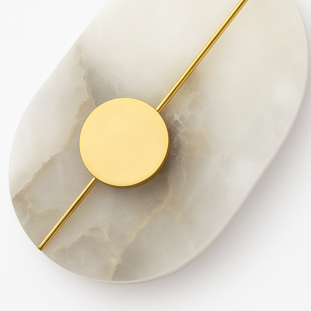 Applique murale LED ronde en marbre et cuivre doré