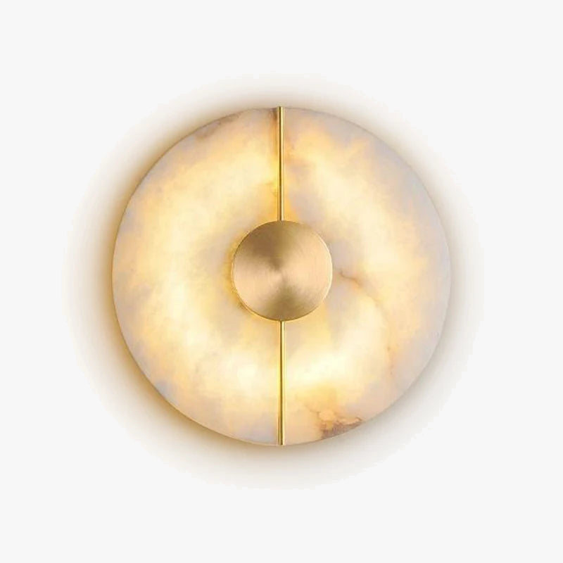 Applique murale LED ronde en marbre et cuivre doré