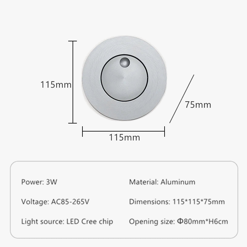 applique murale led rotative à 360 degrés avec interrupteur pliable
