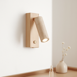 Applique murale led rotative lecture étude wabi-sabi bois noyer