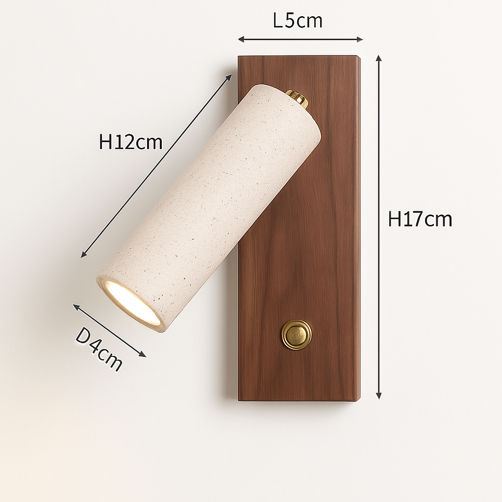 Applique murale led rotative lecture étude wabi-sabi bois noyer