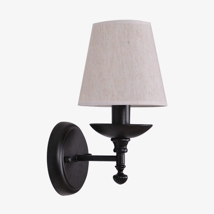 Applique murale LED rustique avec abat-jour en tissu