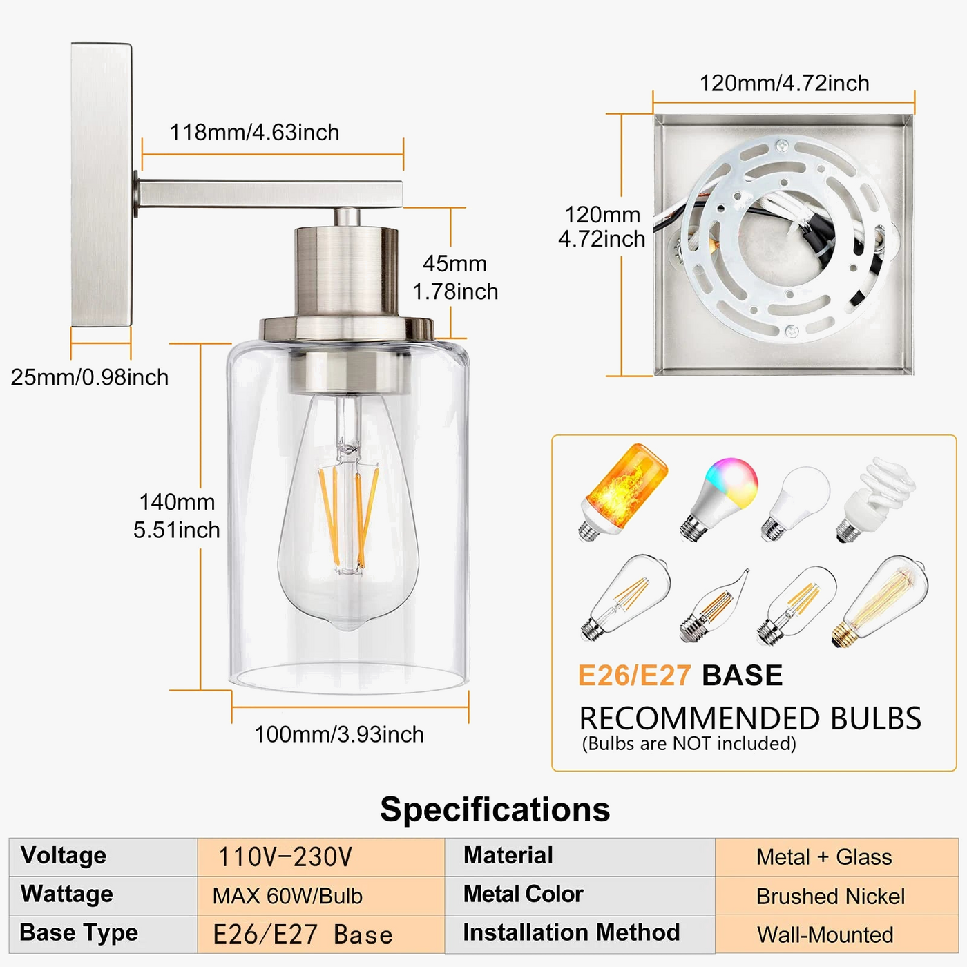 applique murale led salle bain étanche angle ajuster luminaire mural
