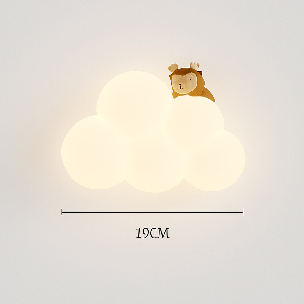 applique murale led singe lapin nuage pour enfants
