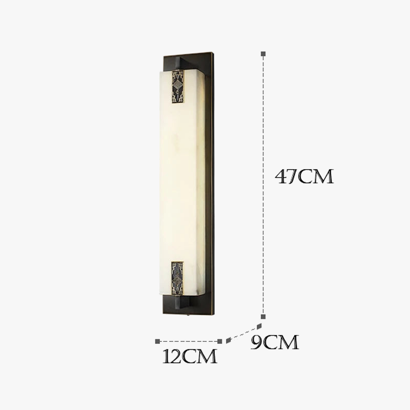 applique murale led style néo-chinois en laiton et marbre
