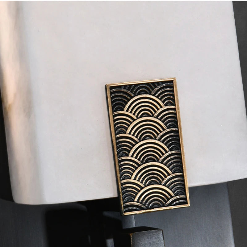 applique murale led style néo-chinois en laiton et marbre