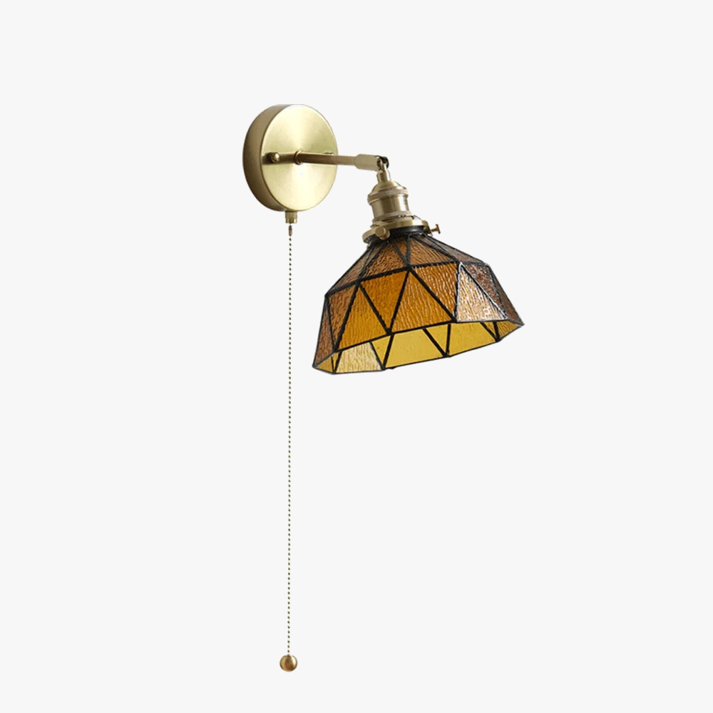 applique murale led style nordique abat-jour en verre et cuivre avec interrupteur