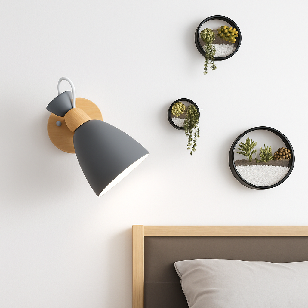 applique murale led style nordique en bois moderne
