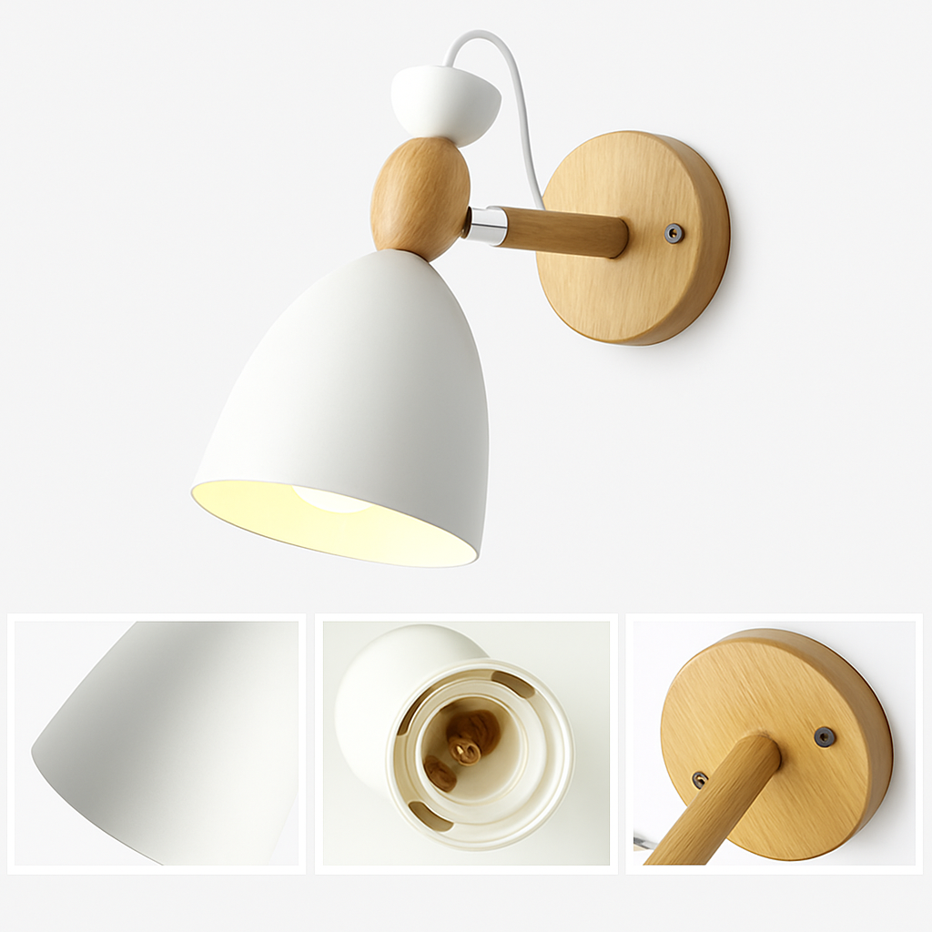 applique murale led style nordique en bois moderne