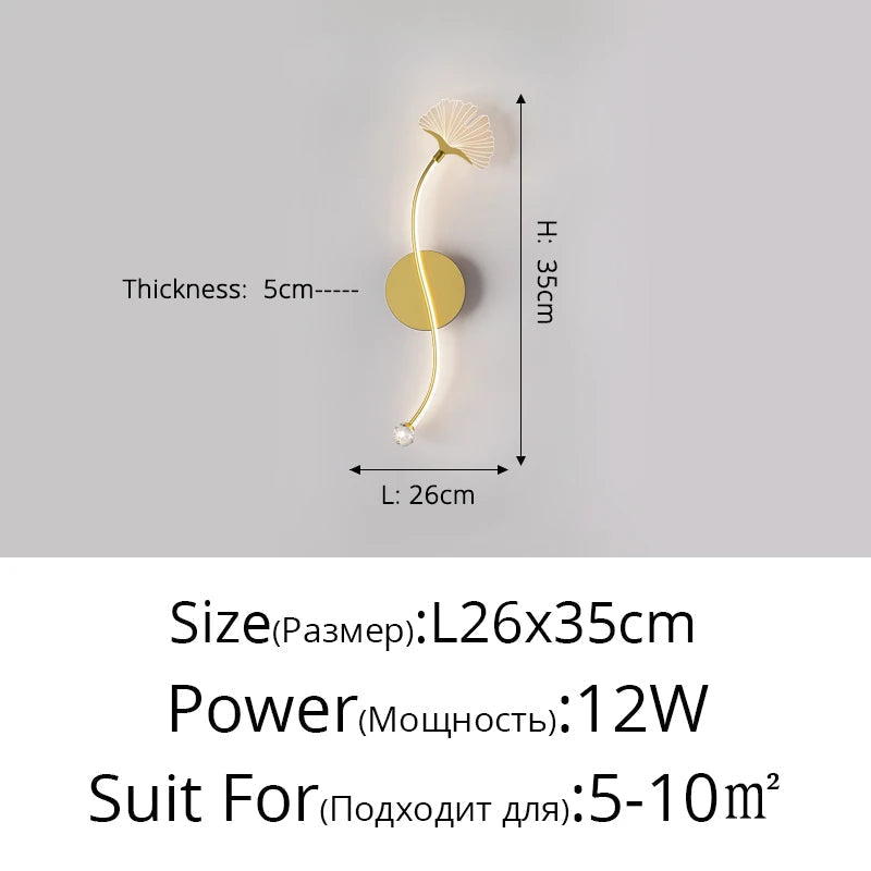 applique murale led tricolore protection yeux design feuille ginkgo
