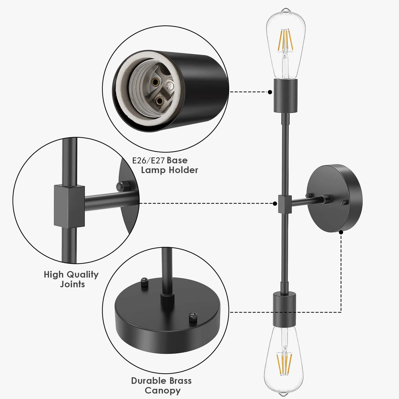 applique murale led vintage avec interrupteur à tirette
