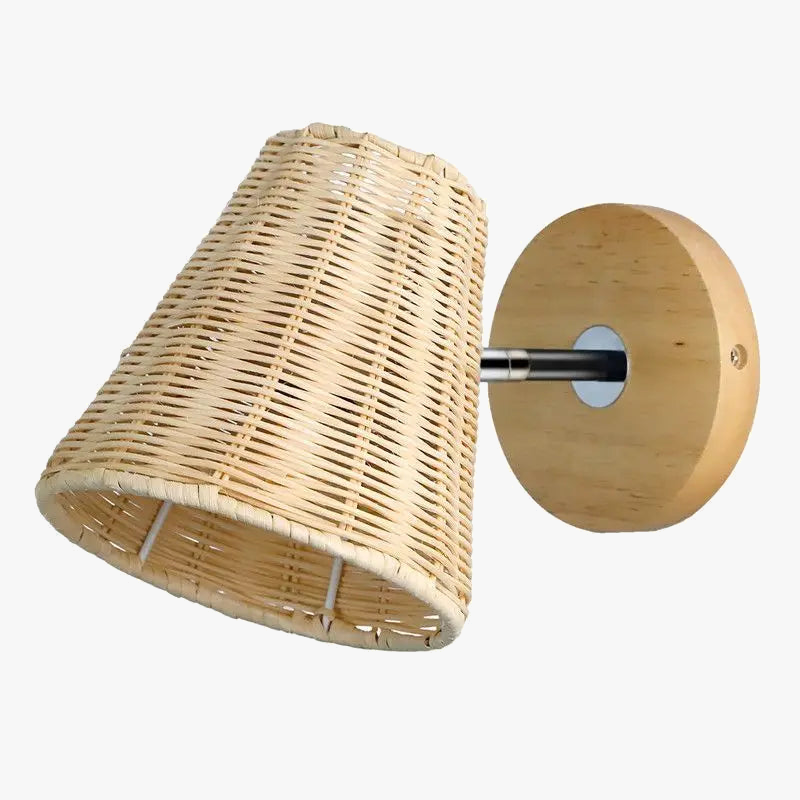 applique murale led vintage en rotin tissée à la main avec interrupteur