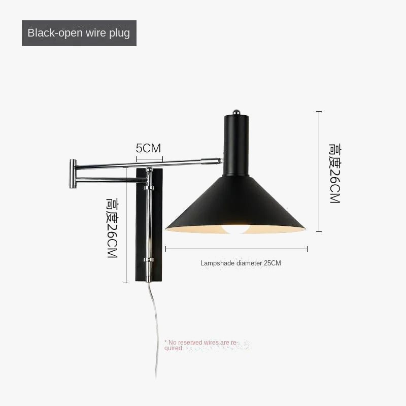 applique murale led vintage rotative pliante pour hôtel