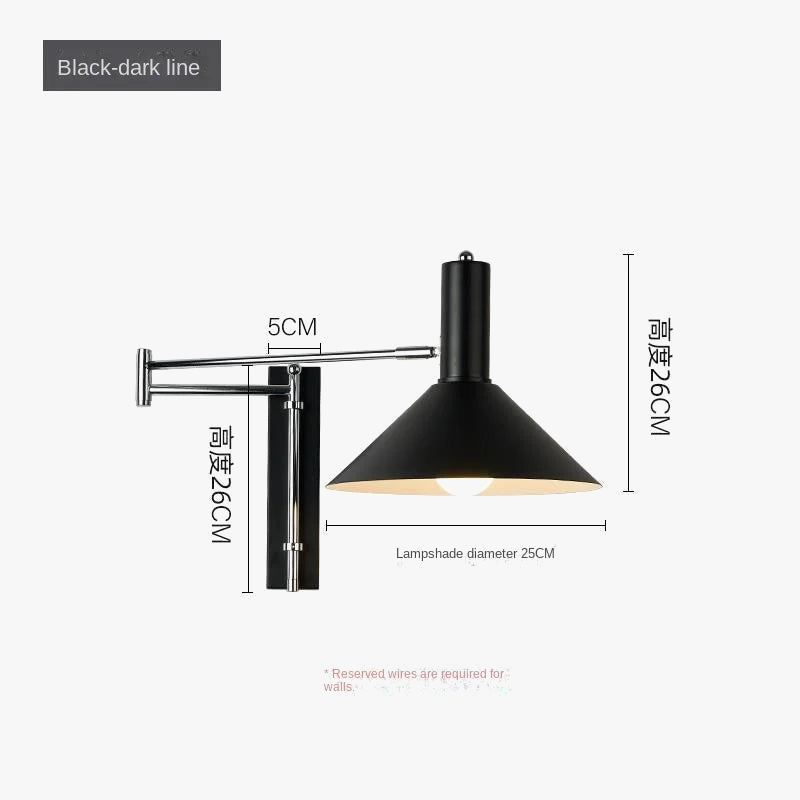 applique murale led vintage rotative pliante pour hôtel