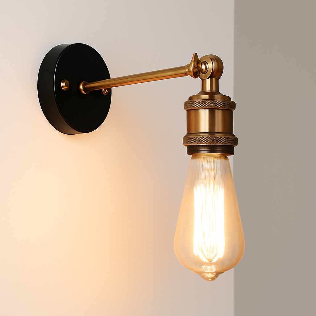 Applique murale LED vintage rustique en verre et doré