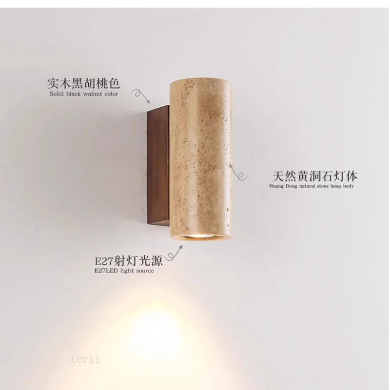 applique murale led wabi sabi en travertin décoratif d'intérieur