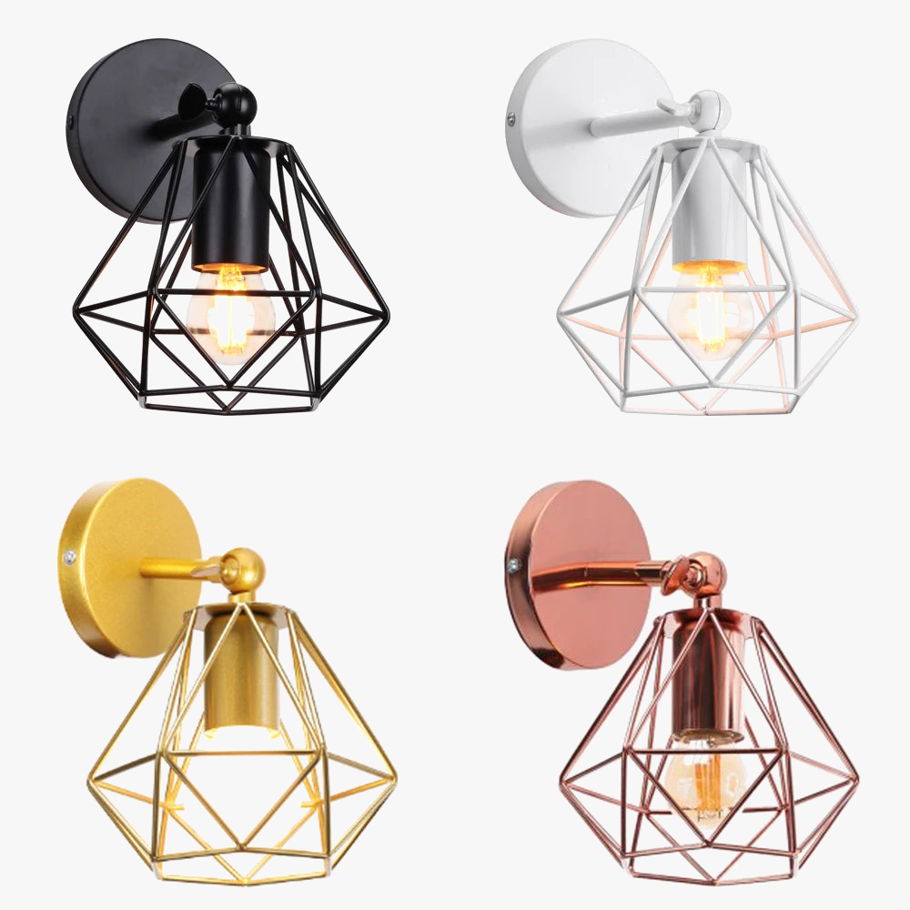 applique murale loft industriel led vintage cage abat-jour